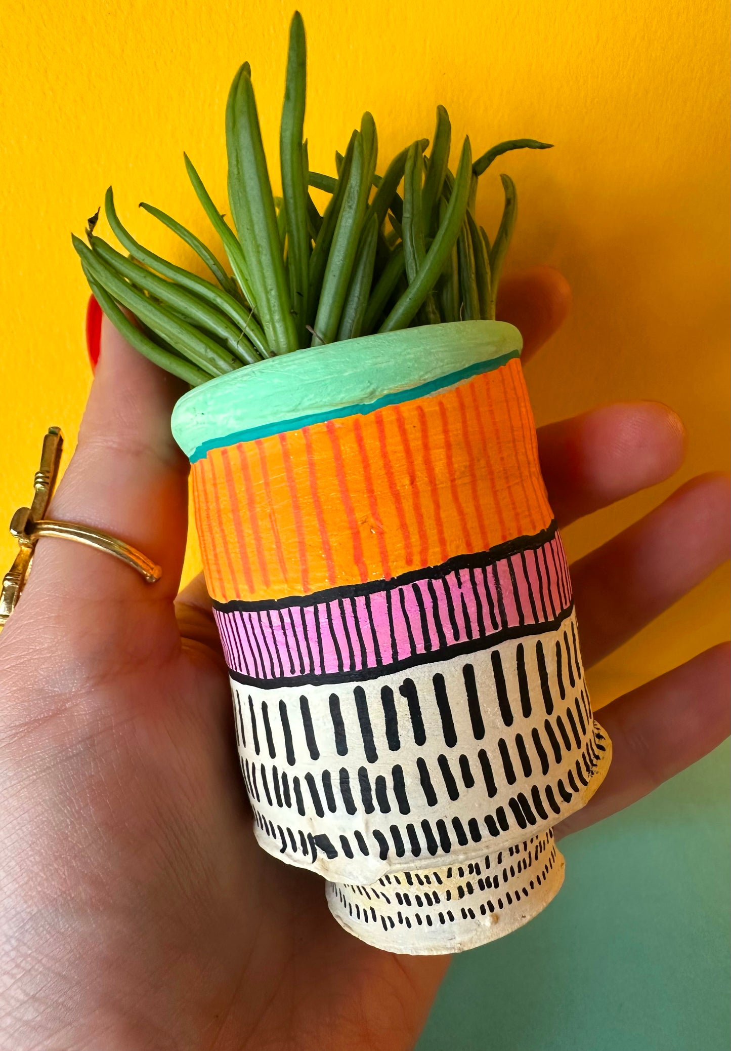 HAND PAINTED MINI CACTUS POT - CANDY